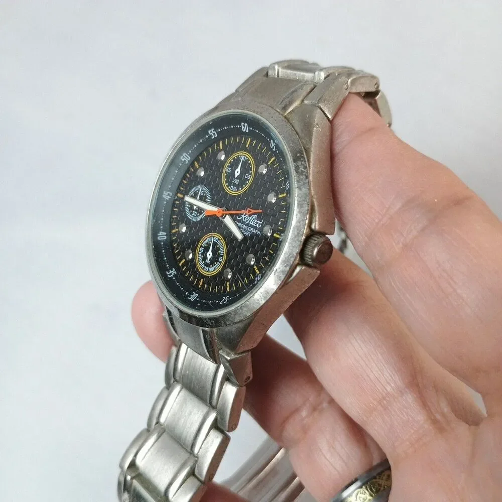 Vintage Reflex Chronograph Sport Men's Watch‎ Stainless Steel Band Working
